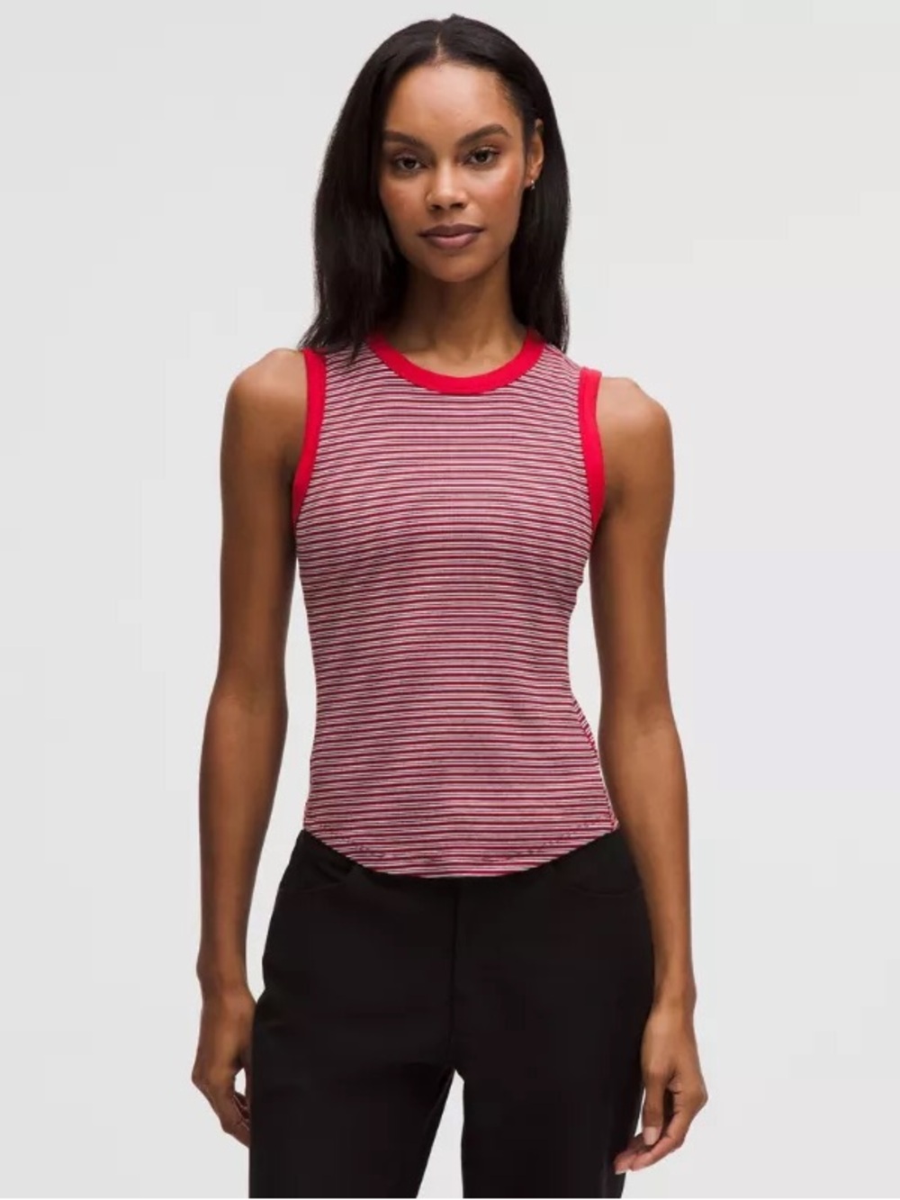 lululemon athletica Red & White Striped Muscle Tank